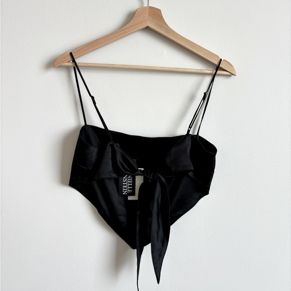DANIELLE BERNSTEIN Black Bandana Tie Top - Picture 2 of 3